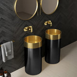 Gold Modern Luxury Round Stainless Steel Sink Pedestal Sink Freestanding