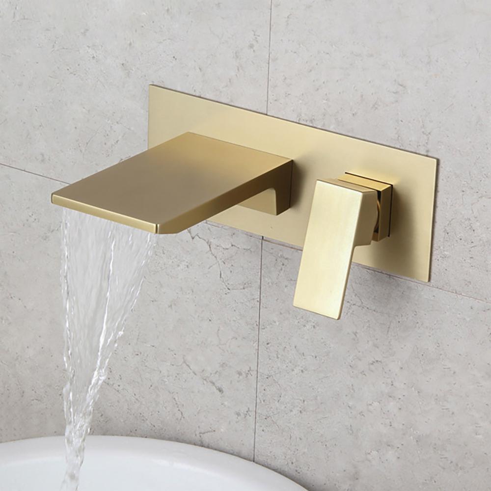 Sleek Black Wall Mounted Single Handle Waterfall Bathroom Sink Faucet