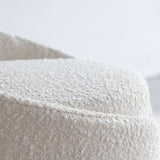 Modern White Round Lamb Wool Vanity Stool with Backrest & Rotatable Chassis