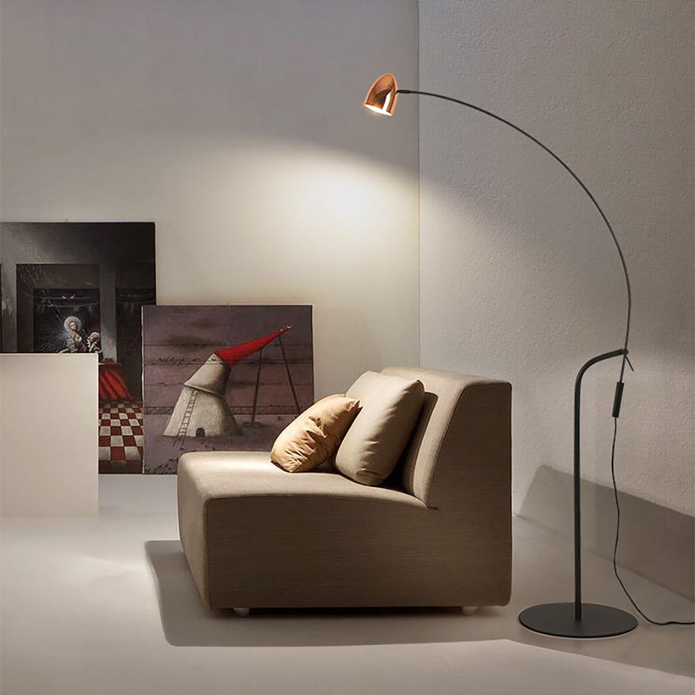 Black Arching Floor lamp Gooseneck Standing Lamp Rose Gold Shade