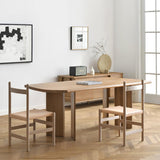 Rustic 63" Solid Wood Dining Table Walnut Wooden Tabletop for 6 Person