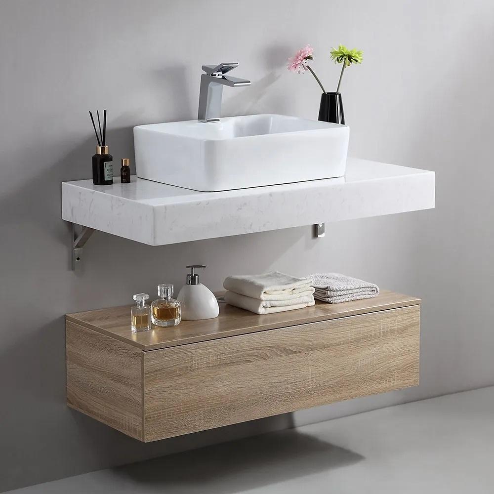 40" Modern Floating Bathroom Vanity Set With Single Sink White and Black