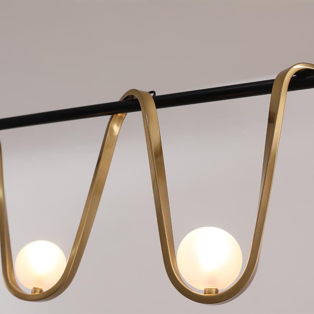 Modern Bronze Linear Island Light Unique Spiral Pendent Light for Dining Room