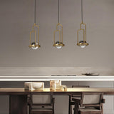 5-Light Kitchen Island light Crystal Linear Pendant Light in Gold
