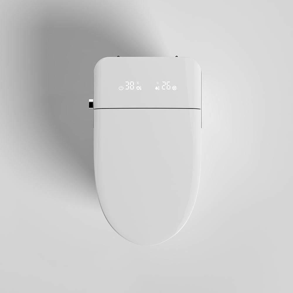 Smart 1-Piece Elongated Automatic Toilet in White LED Display Screen