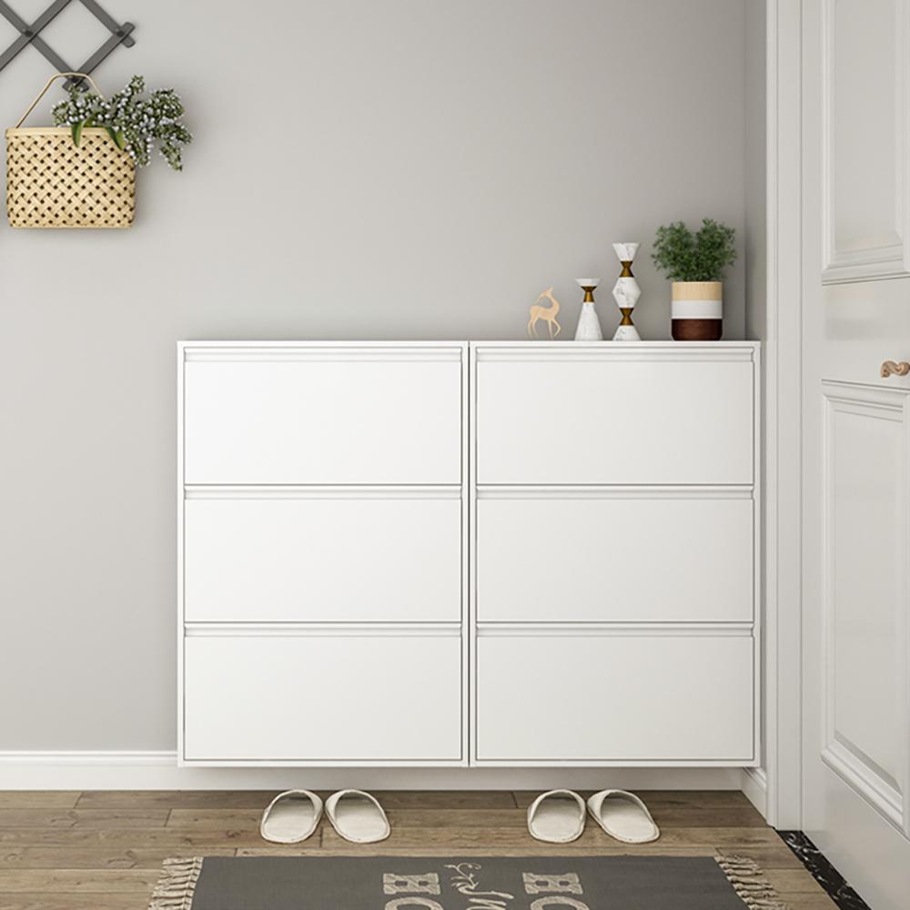 Modern Steel Slim Narrow Shoe Storage Cabinets Wall Mounted Black/White