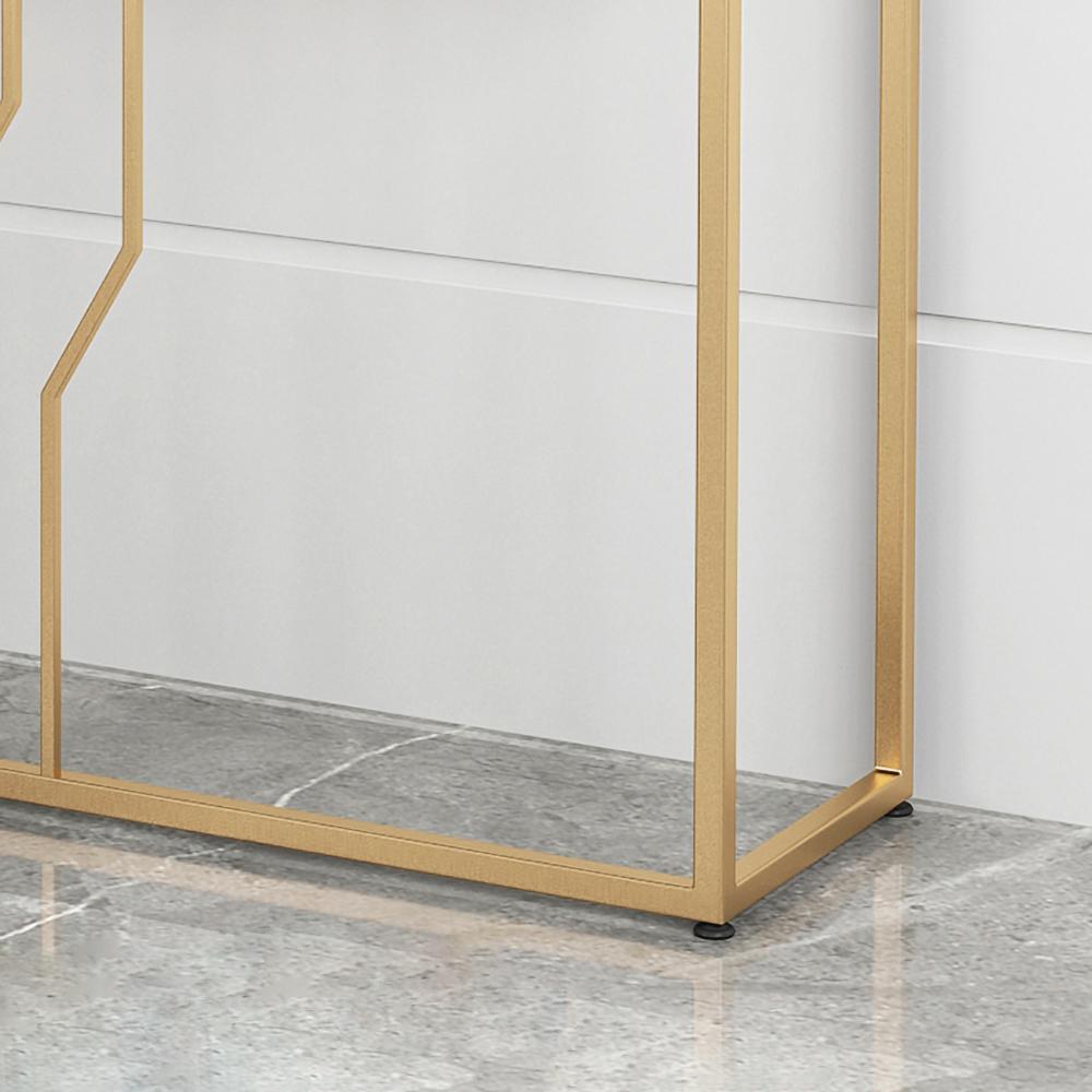 Narrow Console Table with Drawers Wood Top in White