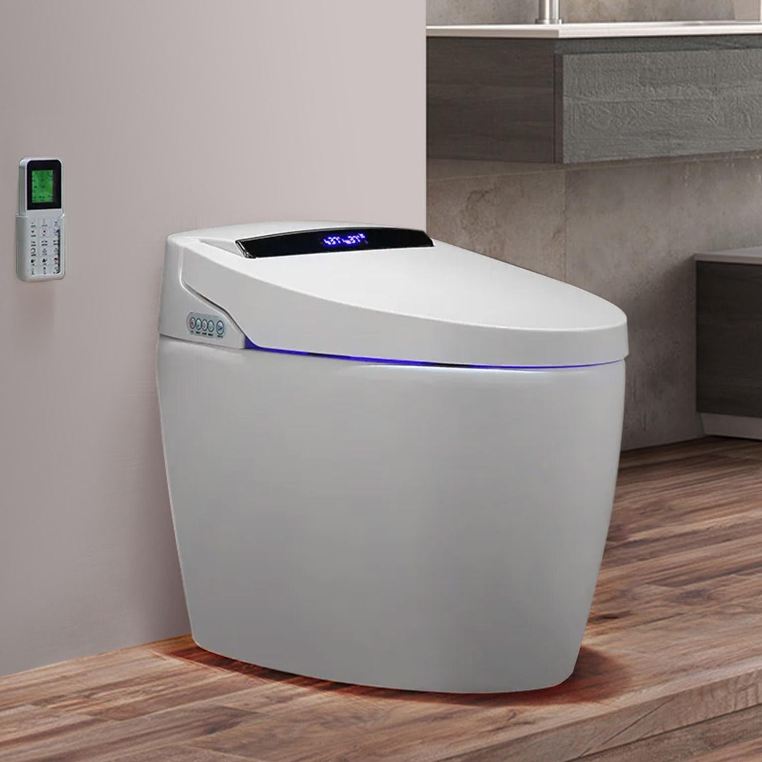 Modern Smart One-Piece 1.28 GPF Floor Mounted Elongated Toilet and Bidet with Seat