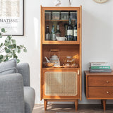 Nordic Natural Cabinet with 2-Door 1 Adjustable Shelf Rattan Woven 51" in Height