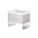 Modern Floating White Nightstand Acrylic Bedside Table with 2 Drawers