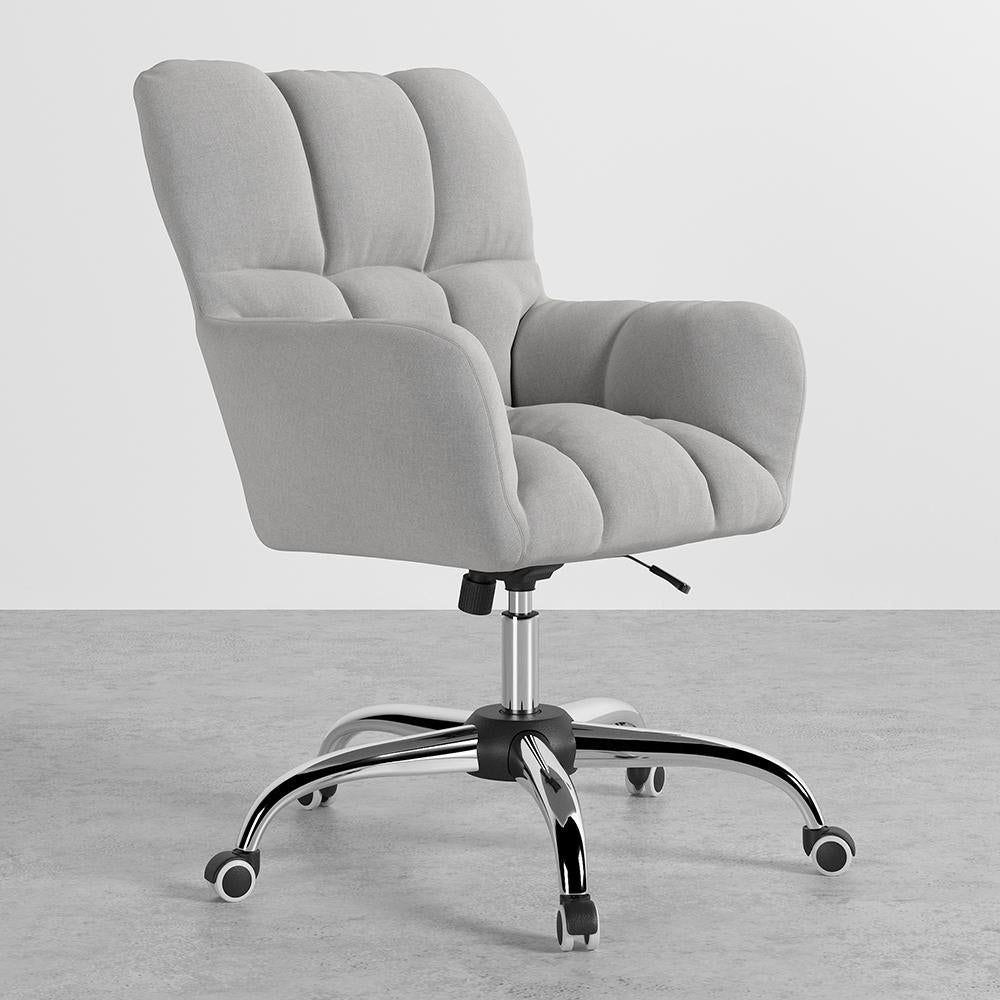 Modern Office Chair Upholstered Cotton & Linen Swivel Task Chair Height Adjustable