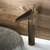 Ashfie Classic Mono Single Lever Tall Waterfall Basin Mixer Tap Solid Brass in Antique Black