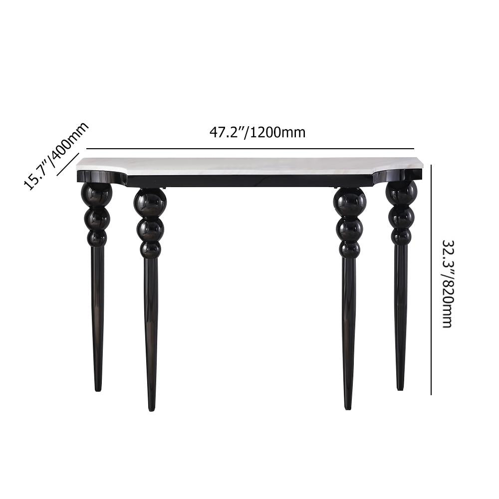 47.2" Classical Black Marble Console Table Narrow Entryway Table Stainless Steel Legs