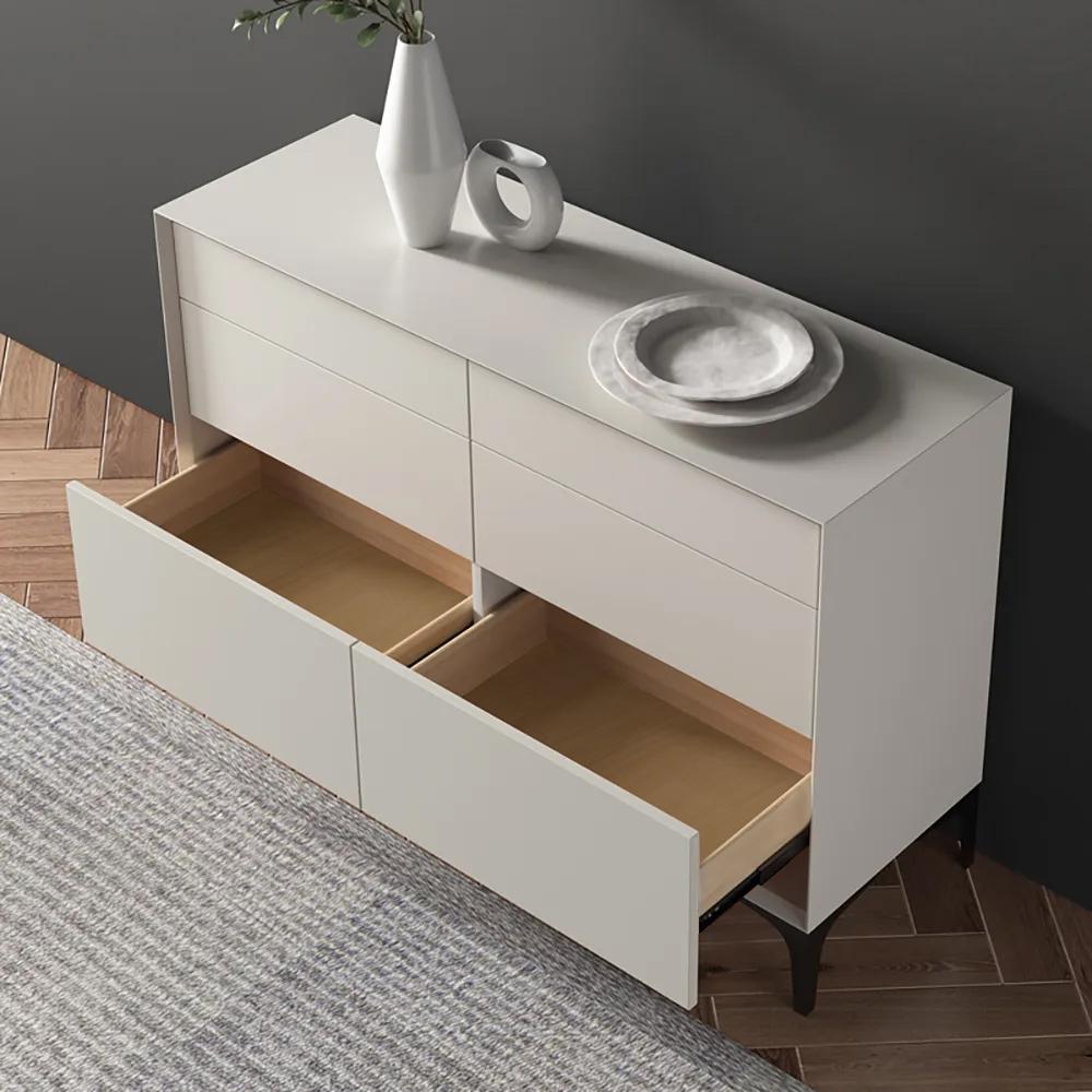 47.2" Minimalist Off White Dresser Accent 6-Drawer Cabinet