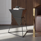 Modern Black Geometric Wood End Table Accent Side Table