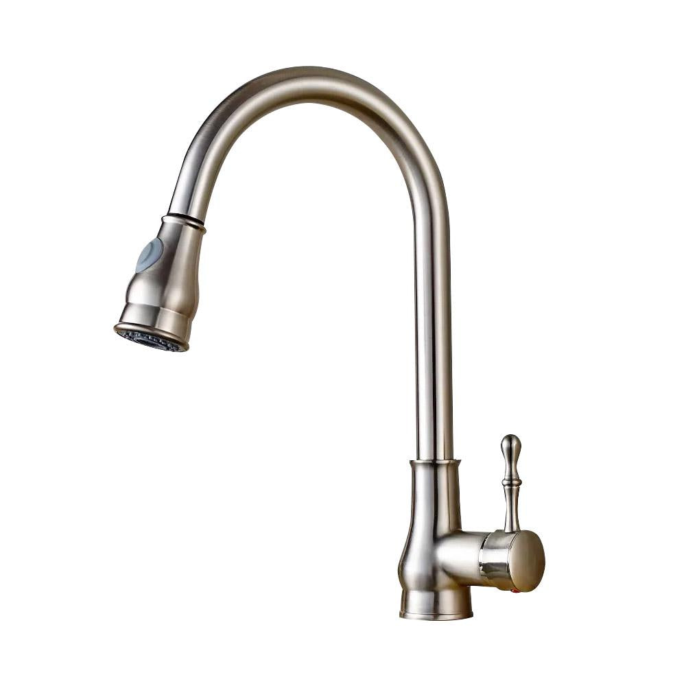Twenk Single Handle Pullout Spray Kitchen Faucet Swirling Spout in Brushed Nickel