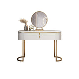 Modern 5-Drawer White Makeup Vanity Table Mirror & Side Cabinet Included