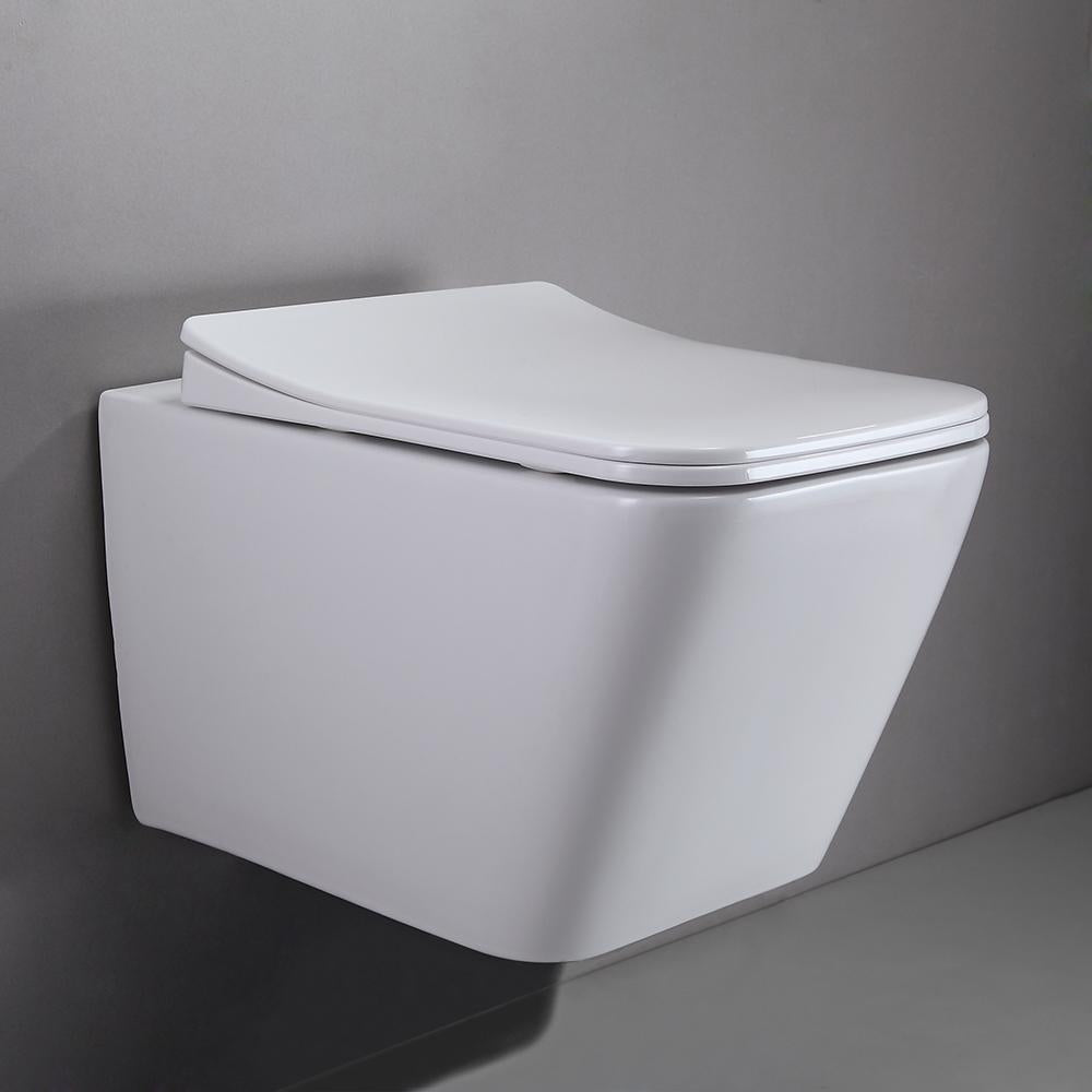 Wall Hung Toilet with In-Wall Tank and Carrier System Elongated 1.1/1.6 GPF Dual Flush in White