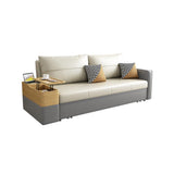 77" Beige & Gray Sleeper Sofa with Lift Top End Table Convertible Sofa Bed with Storage