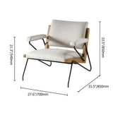 Beige Accent Chair Upholstered Cotton&Linen Arm Chair Carbon Steel in Black