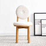 Modern White Boucle Dining Chair Side Chair Natural Wood Legs