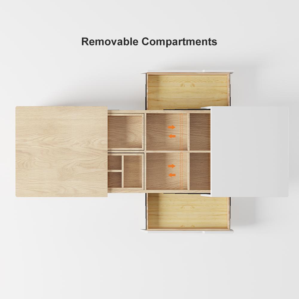 Pinkle 82'' Modern Wood Extendable Sliding Top Coffee Table with Storage in White Walnut