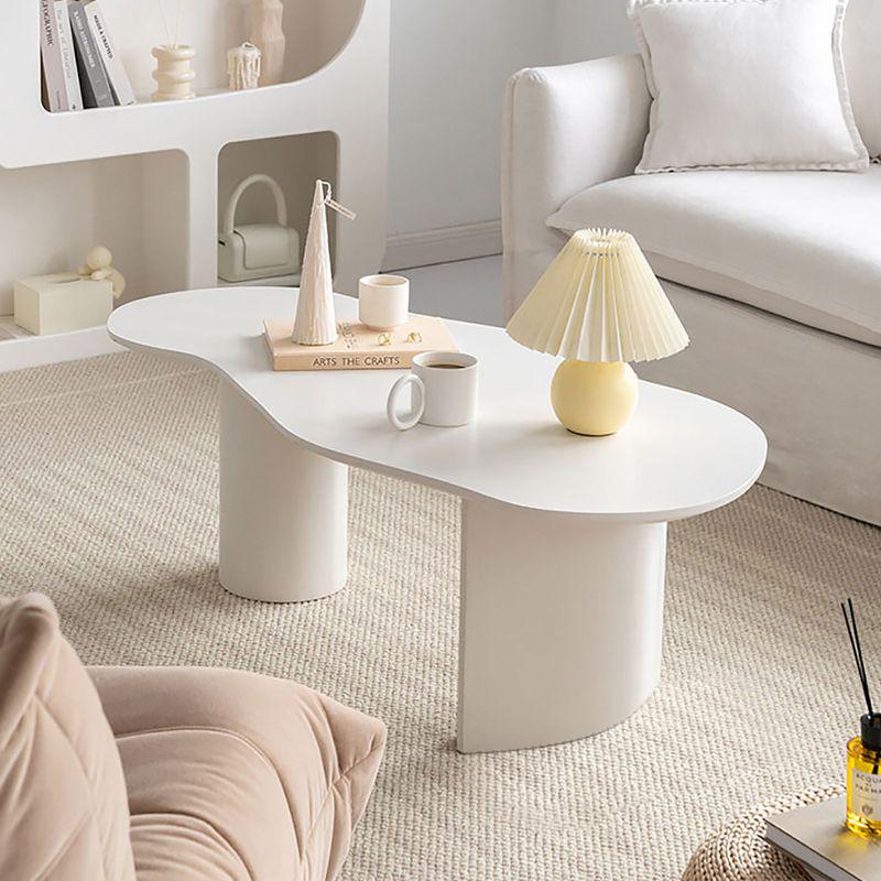 47" Modern Funky Wood Coffee Table Abstract Cloud Shaped in White