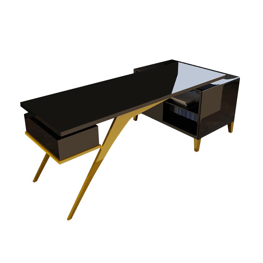Hungled 55.1" Modern Rectangular  Writing Desk Computer Desk with Side Cabinet & Drawers