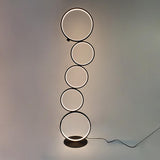 Black LED Floor Lamp 5-Ring Novelty Dimmable Standing Lamp