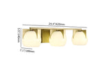 3-Light White Globe Bathroom Wall Light Metal Vanity Wall Sconce in Gold