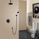Retro 1-Handle Ceiling Mounted Round Rain Shower Head & Hand Shower Set Antique Black