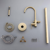 Brewst Freestanding Single Handle Tub Filler Faucet with Handheld Shower Solid Brass