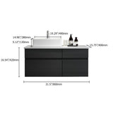 31" Black & White Floating Bathroom Vanity Marble Top Ceramic Vessel Sink