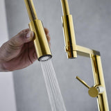 Rose Gold Single Hole High Arc Magnetic Kitchen Faucet Dual-function Spray