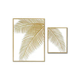 2 Pieces Metal Palm Leaf Gold Wall Decor Home Art Set