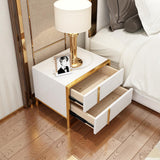 Black Lacquer Bedroom Nightstand Stainless Steel in Gold