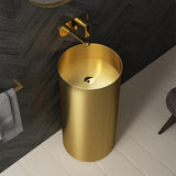 Gold Modern Luxury Round Stainless Steel Sink Pedestal Sink Freestanding