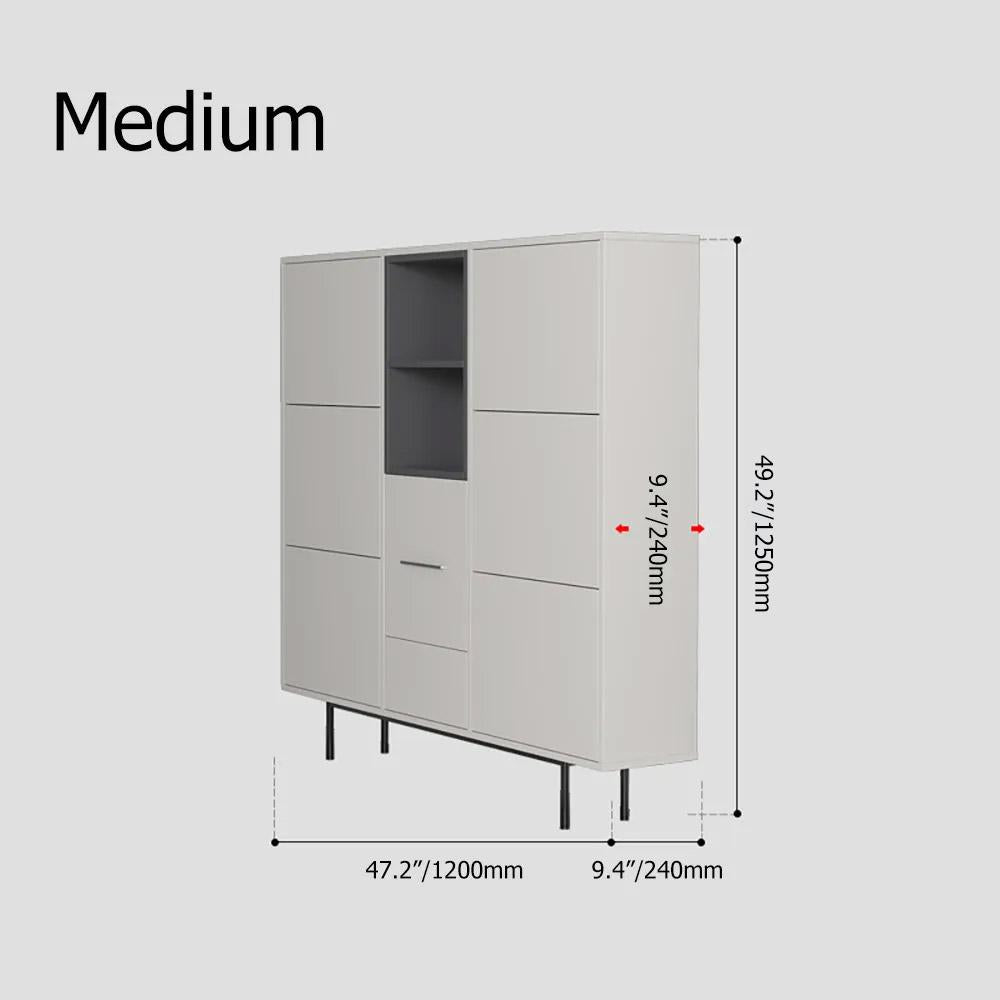 55.1" Nordic Light Gray Shoe Cabinet Rectangle with Turnover Doors in Large
