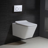 Wall Hung Toilet with In-Wall Tank and Carrier System Elongated 1.1/1.6 GPF Dual Flush in White