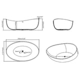 70" Contemporary Oval Freestanding Stone Resin Soaking Bathtub in Black