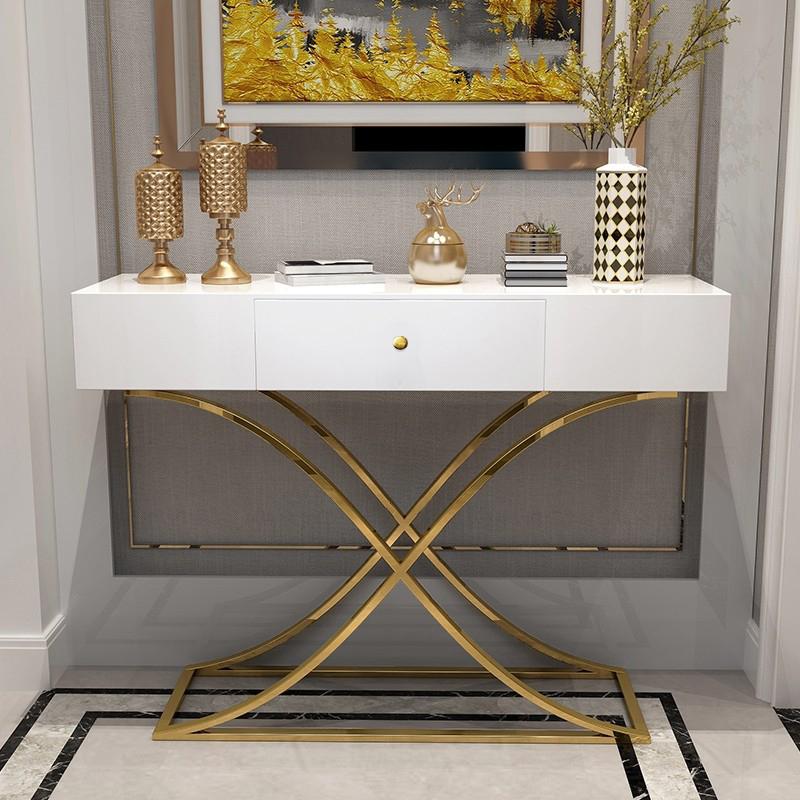 Black Console Table with Drawer Entryway Table Contemporary for Hallway X Gold Base