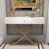 Black Console Table with Drawer Entryway Table Contemporary for Hallway X Gold Base