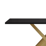 Black & Gold Narrow Console Table Accent Table For Entryway X Base Metal in Small