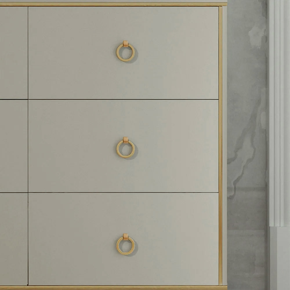 63" Contemporary 9-Drawer Champagne Bedroom Dresser for Storage in Gold