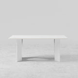 63" Modern Dining Table White Faux Marble Top for 6 Person Double Pedestal Base