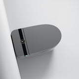 Elongated One-Piece Smart Toilet Floor Mounted Automatic Toilet in Black & Gold Rim