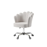 Blue Modern Swivel Office Chair Velvet Upholstered Task Chair Adjustable Height