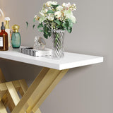 Black & Gold Narrow Console Table Accent Table For Entryway X Base Metal in Small