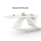 71" Modern White Computer Desk Rectangular Executive Desk with Abstract Base