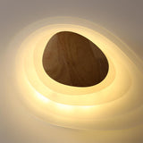 Minimalist LED White Flush Mount Ceiling Light Metal Arcylic and Wood